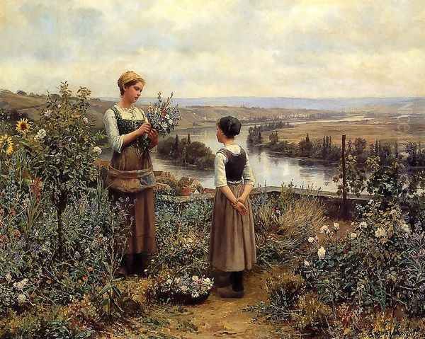 Picking Flowers Oil Painting by Daniel Ridgway Knight