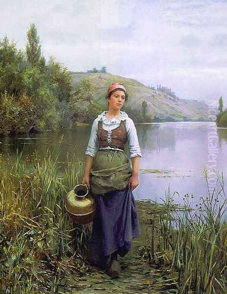 By the Riverside Oil Painting by Daniel Ridgway Knight