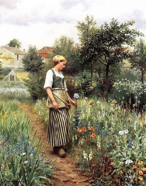 In The Garden Oil Painting by Daniel Ridgway Knight