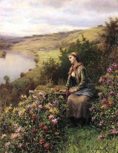 Waiting Oil Painting by Daniel Ridgway Knight