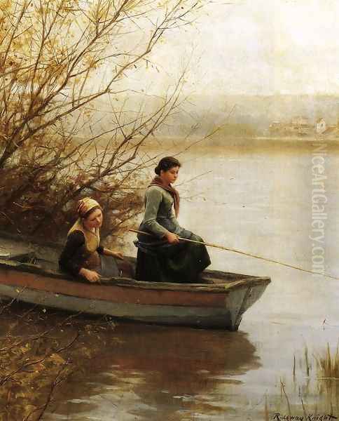 Fishing Oil Painting by Daniel Ridgway Knight