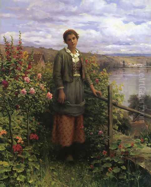 In Her Garden Oil Painting by Daniel Ridgway Knight