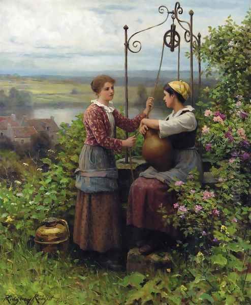 The Conversation Oil Painting by Daniel Ridgway Knight