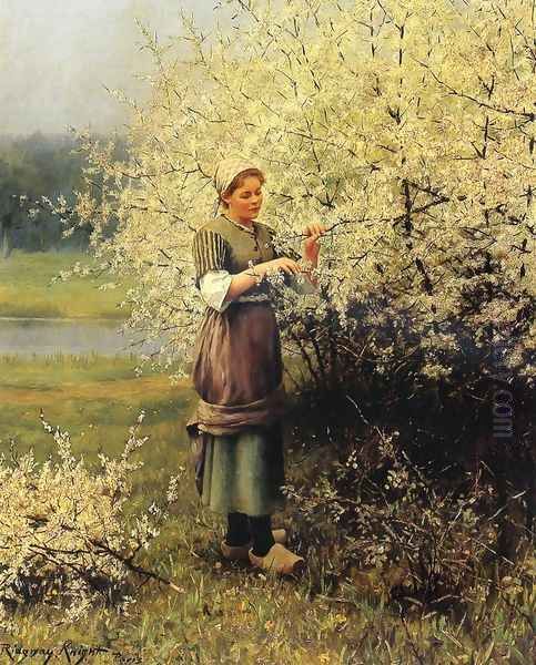 Spring Blossoms Oil Painting by Daniel Ridgway Knight