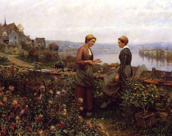 Gossiping Oil Painting by Daniel Ridgway Knight