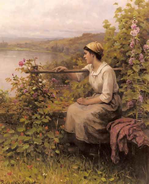 Resting In The Garden Oil Painting by Daniel Ridgway Knight