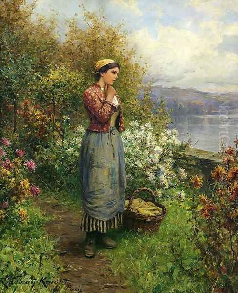 Julia On The Terrace Oil Painting by Daniel Ridgway Knight