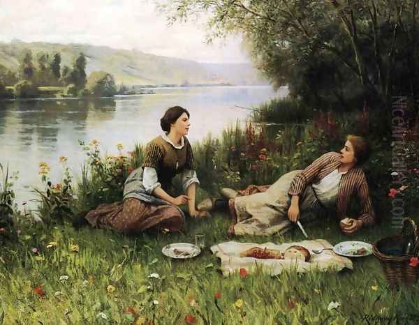 Normandy Garden (or Le Gouter) Oil Painting by Daniel Ridgway Knight