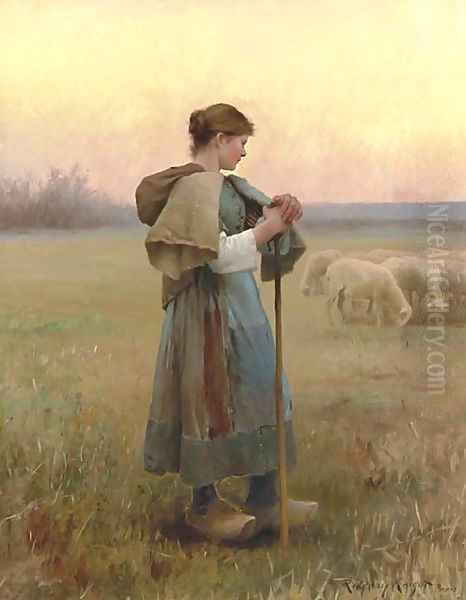 The Young Shepherdess Oil Painting by Daniel Ridgway Knight