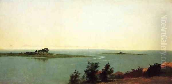 Fish Island from Kensetts Studio on Contentment Island Oil Painting by John Frederick Kensett