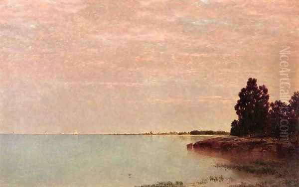 Long Neck Point from Contentment Island, Darien, Connecticut Oil Painting by John Frederick Kensett