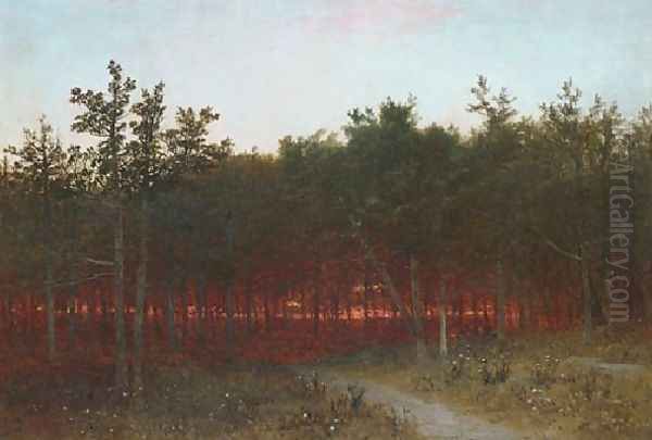 Twilight In The Cedars At Darien Connecticut Oil Painting by John Frederick Kensett