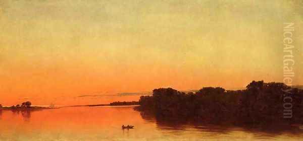 Twilight on the Sound, Darien, Connecticut Oil Painting by John Frederick Kensett