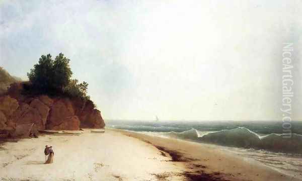 Coast Scene with Figures Oil Painting by John Frederick Kensett