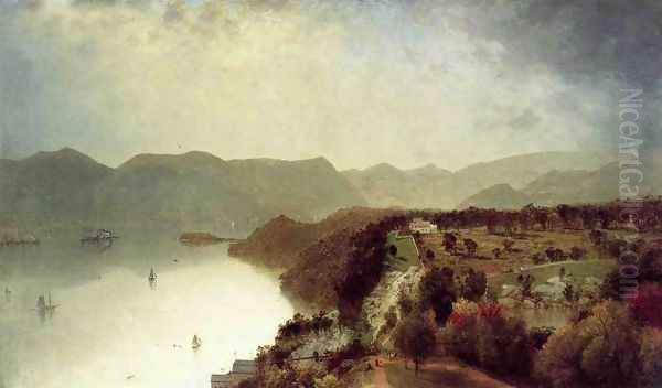 View from Cozzens Hotel near West Point Oil Painting by John Frederick Kensett