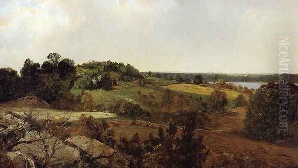 View of Rhode Island Oil Painting by John Frederick Kensett