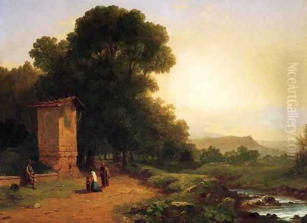 The Shrine - A Scene in Italy Oil Painting by John Frederick Kensett