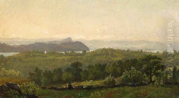 Hudson River Looking towards Haverstraw Oil Painting by John Frederick Kensett