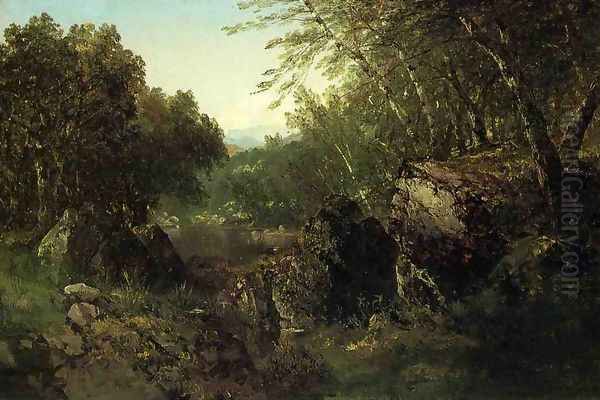 Woodland Pool Oil Painting by John Frederick Kensett