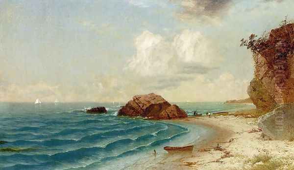 New England Coastal View with Figures Oil Painting by John Frederick Kensett