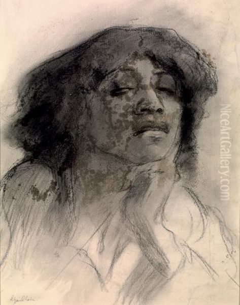 Etude De Femme En Buste : Aicha Oil Painting by Edgar Chahine