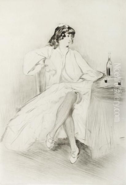 Bianca Moreno - Dejeuner Au Lit. 1907. 495 X 340 ; 271 X 366 by Edgar Chahine