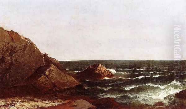 Rocks at Newport Oil Painting by John Frederick Kensett