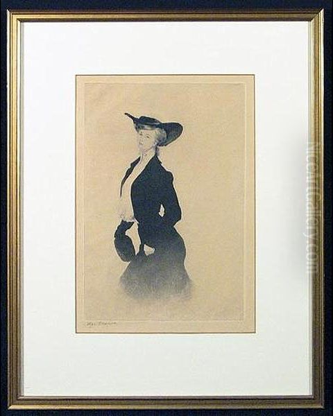 ''woman With Hat'', Etching & Aquatint, Signed. Framed Oil Painting by Edgar Chahine