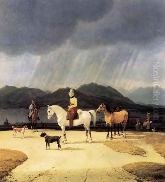 Riders at the Tegernsee Oil Painting by Wilhelm Von Kobell