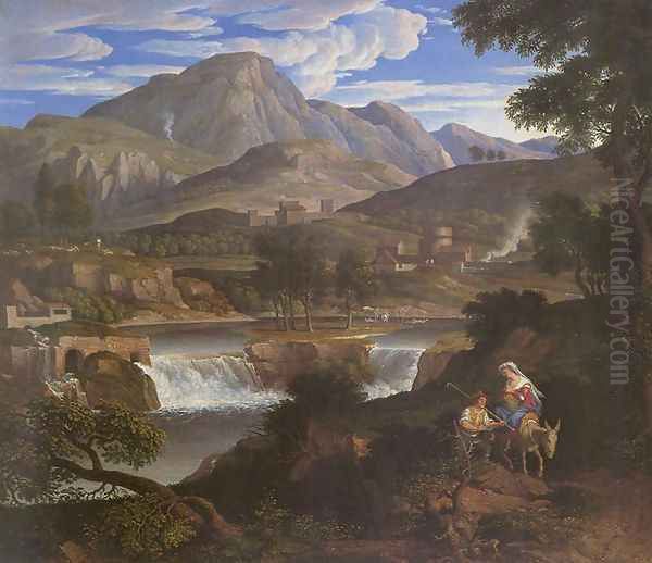 Waterfalls at Subiaco Oil Painting by Joseph Anton Koch