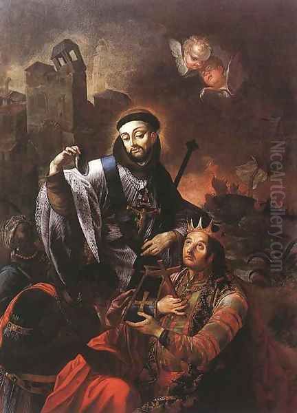 St. Francis of Solano Baptizing Indians 1770 Oil Painting by Johann Lucas Kracker