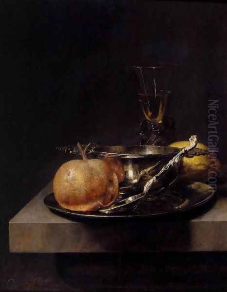 Still Life With Silver Cup Oil Painting by Cornelis Kick