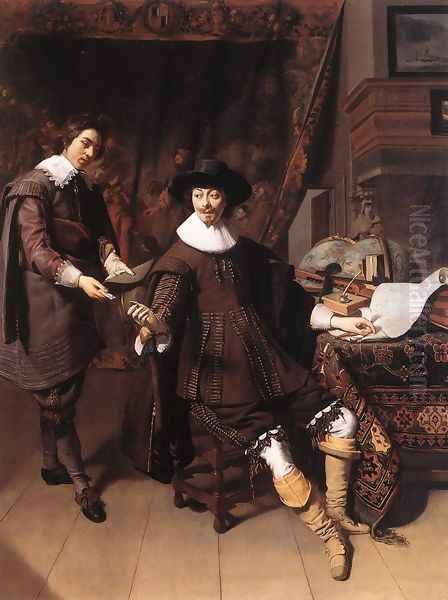 Constantijn Huygens and his Clerk 1627 Oil Painting by Thomas De Keyser