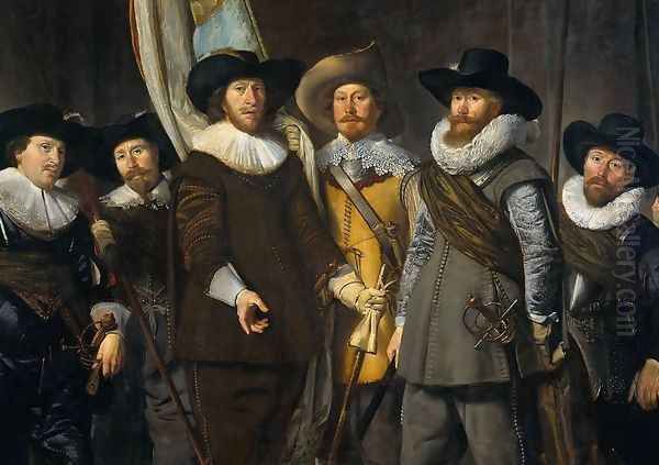 The Company of Cpt. Allaert Cloeck and Lt. Lucas Jacob [detail #1] Oil Painting by Thomas De Keyser