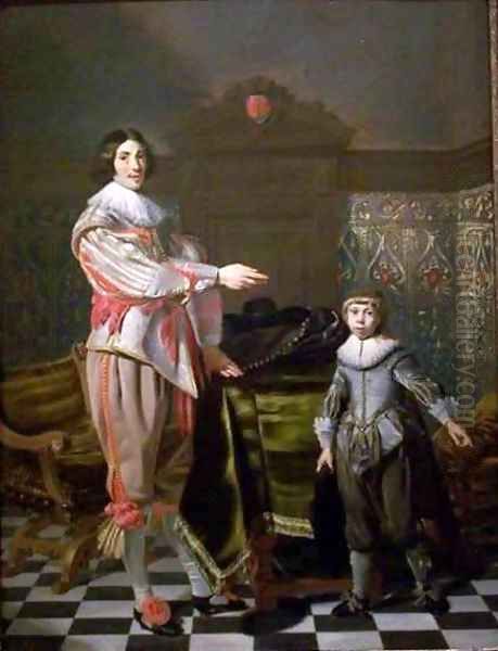 Portrait of a Father and His Son Oil Painting by Thomas De Keyser