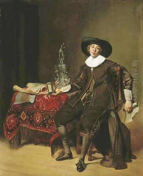 Portrait of a silversmith, thought to be Christian van Vianen Oil Painting by Thomas De Keyser