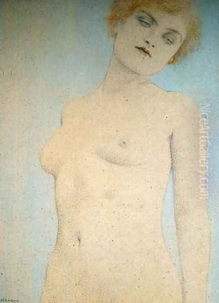 Female Nude Oil Painting by Fernand Khnopff