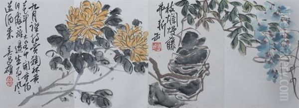 Collection Of Flowers, Fruits And Vegetables Oil Painting by Wu Changshuo