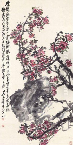 Spring Apricot Bloosom Oil Painting by Wu Changshuo