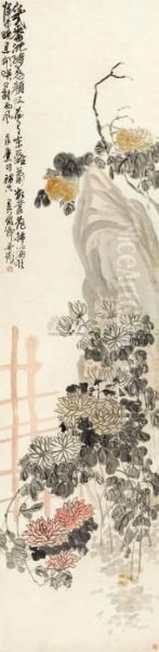 Chrysanthemum Oil Painting by Wu Changshuo