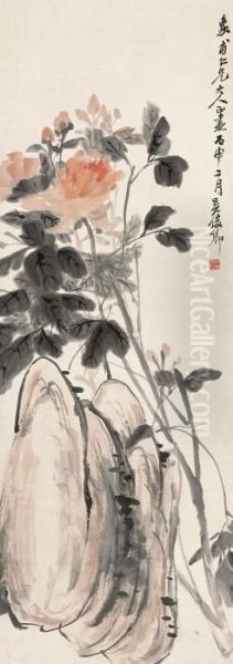 Peony Oil Painting by Wu Changshuo