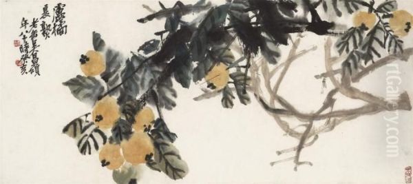 Loquats Ripening In Summer Oil Painting by Wu Changshuo