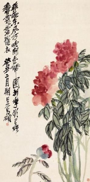 Peony Oil Painting by Wu Changshuo