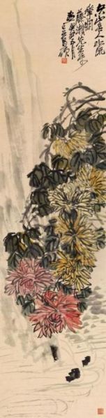 Chrysanthemums Oil Painting by Wu Changshuo