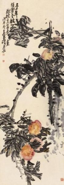 Peaches Oil Painting by Wu Changshuo