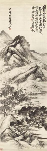 Landscape In The Style Of Wu Zhen Oil Painting by Wu Changshuo