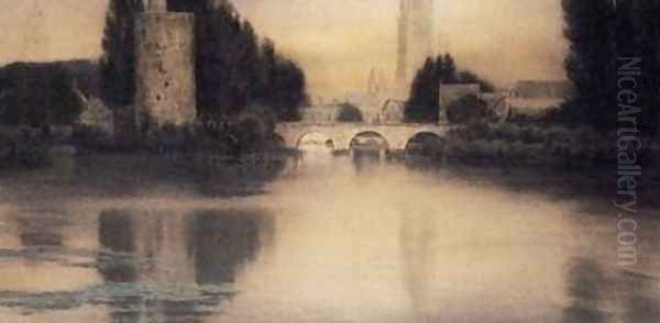 In Bruges. The Minnewater Oil Painting by Fernand Khnopff