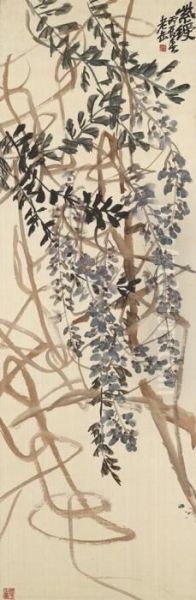 Wisteria Oil Painting by Wu Changshuo