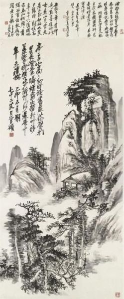 Reading In A Secluded Cottage Oil Painting by Wu Changshuo