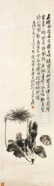 Calamus, Cabbage And Taro Oil Painting by Wu Changshuo